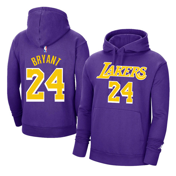 Men's Purple  Los Angeles Lakers #24 Kobe Bryant 2021 Pullover Hoodie